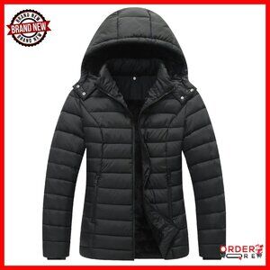 Women's Quilted Down Puffer Jacket Waterproof Windproof Detachable Hood